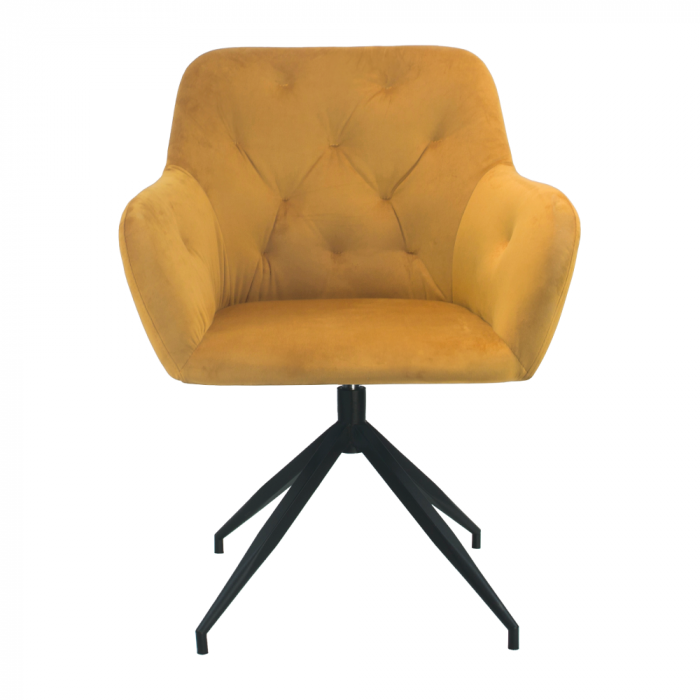 Scaun pivotant, ţesătură de catifea muştar/ negru, VELEZA NEW [5]
