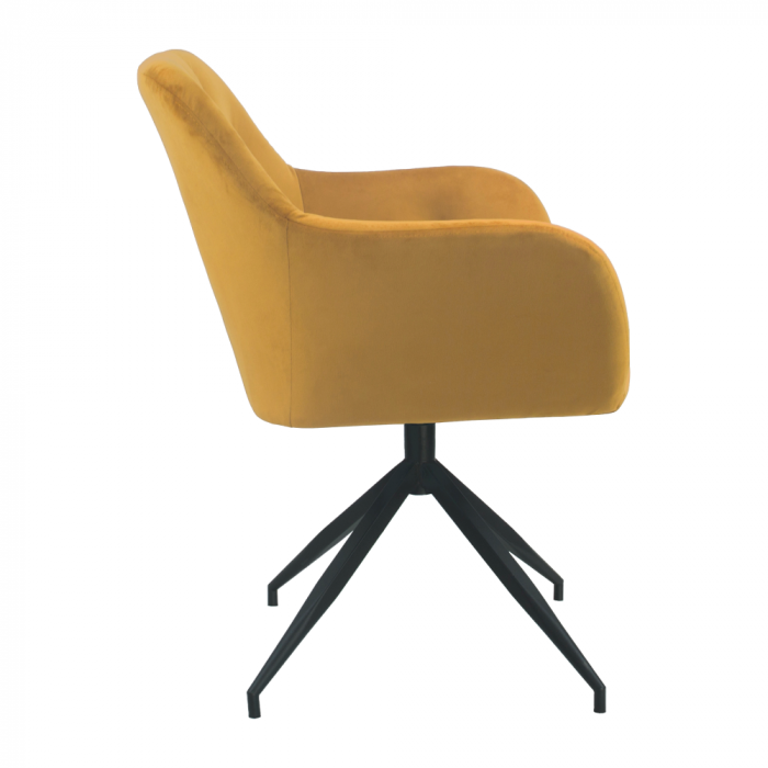 Scaun pivotant, ţesătură de catifea muştar/ negru, VELEZA NEW [2]