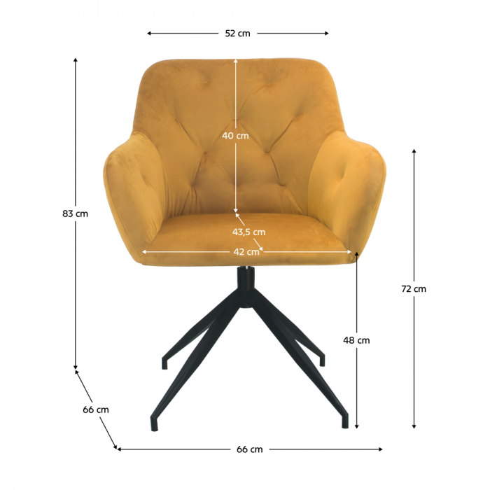 Scaun pivotant, ţesătură de catifea muştar/ negru, VELEZA NEW [4]
