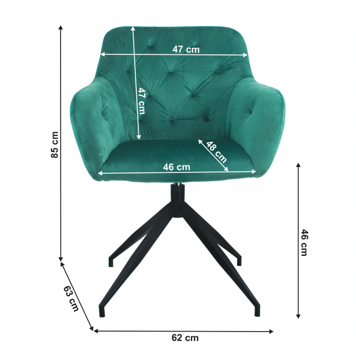 Scaun pivotant, ţesătură de catifea verde/negru, VELEZA NEW [5]