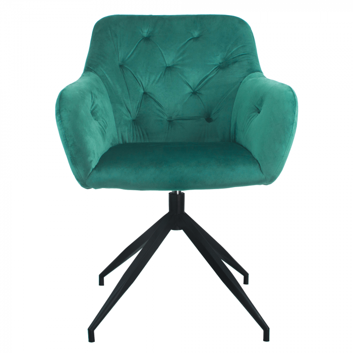 Scaun pivotant, ţesătură de catifea verde/negru, VELEZA NEW [1]