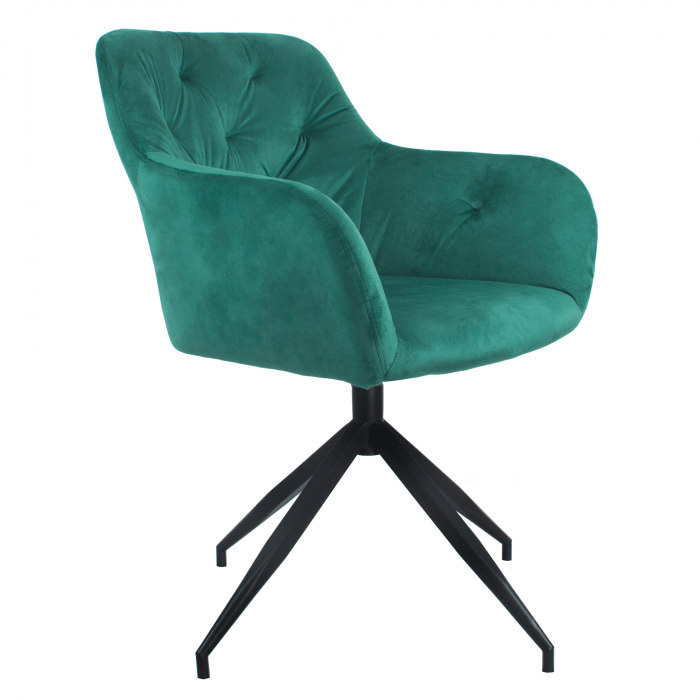 Scaun pivotant, ţesătură de catifea verde/negru, VELEZA NEW [2]