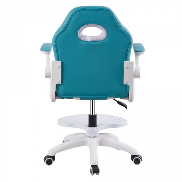 Scaun rotativ cu suport pentru picioare, albastru/alb, RAMIL NEW [4]