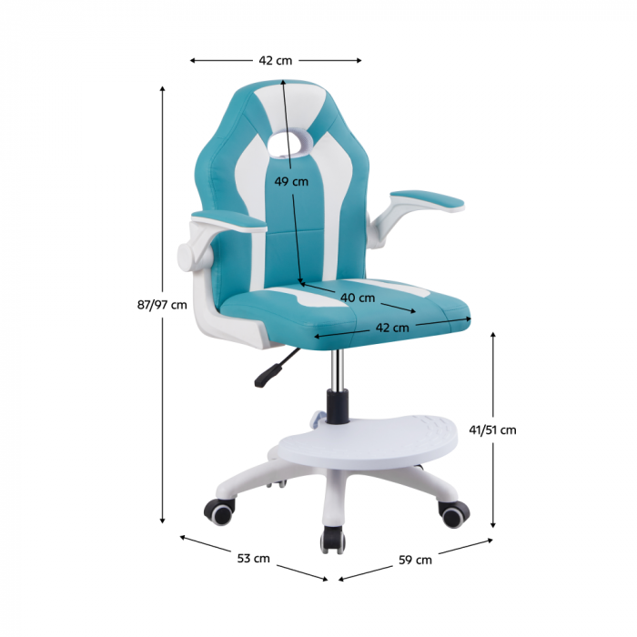 Scaun rotativ cu suport pentru picioare, albastru/alb, RAMIL NEW [5]