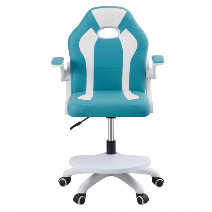 Scaun rotativ cu suport pentru picioare, albastru/alb, RAMIL NEW [2]