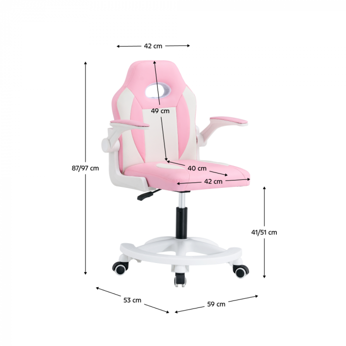 Scaun rotativ, roz / alb, ODELIA [2]