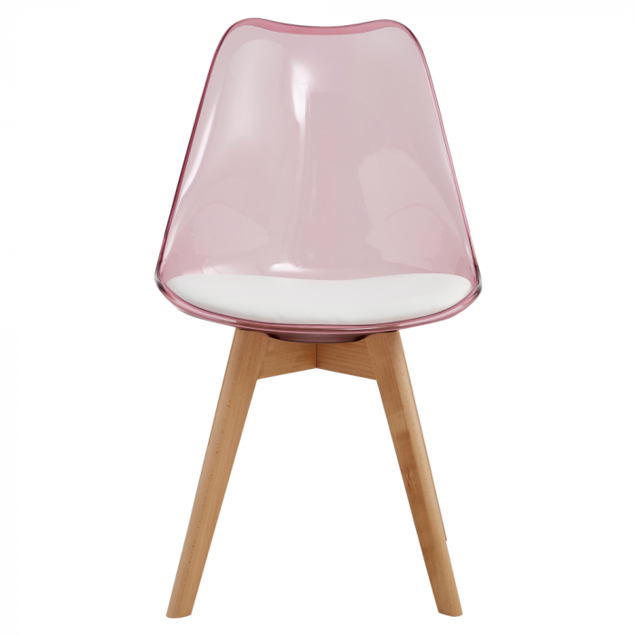 Scaun, roz transparent, acrilic/piele ecologică/fag, BALI 2 NEW [3]