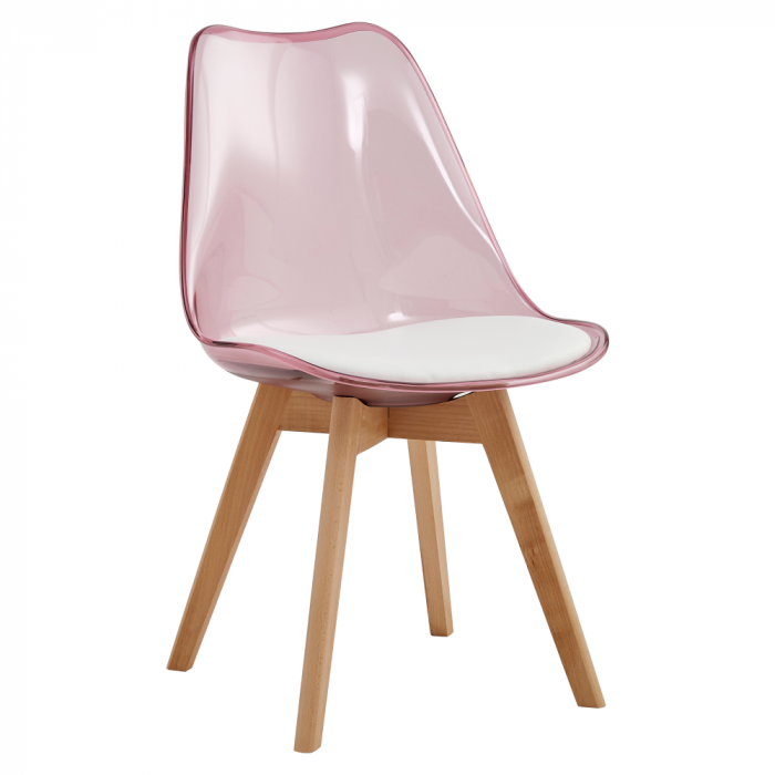 Scaun, roz transparent, acrilic/piele ecologică/fag, BALI 2 NEW [1]