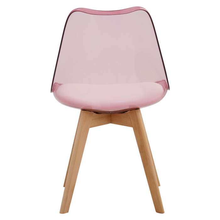 Scaun, roz transparent, acrilic/piele ecologică/fag, BALI 2 NEW [4]