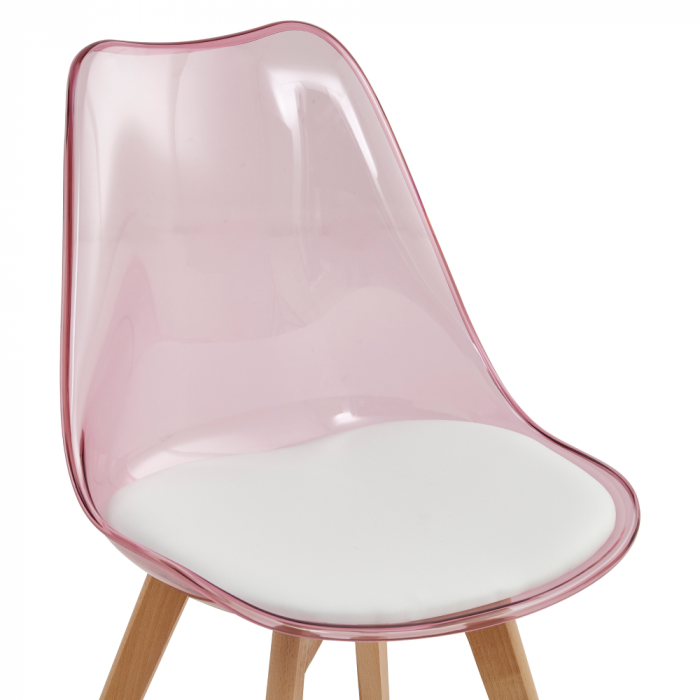 Scaun, roz transparent, acrilic/piele ecologică/fag, BALI 2 NEW [5]