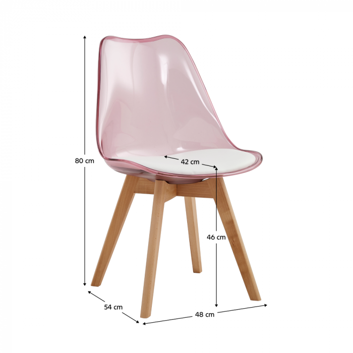 Scaun, roz transparent, acrilic/piele ecologică/fag, BALI 2 NEW [6]