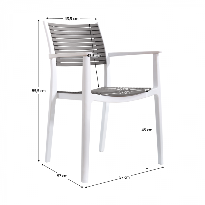 Scaun stivuibil, alb/gri, HERTA [2]