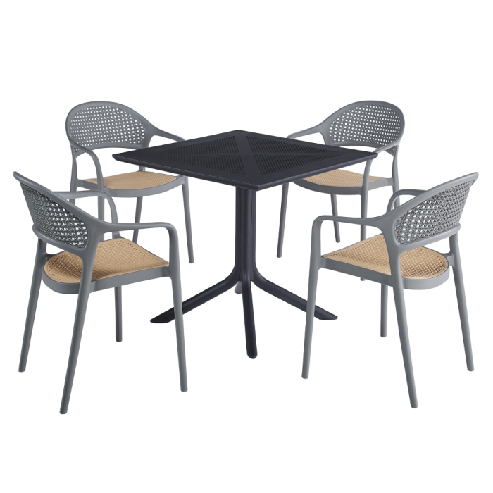 Scaun stivuibil, gri/bej, LADIS [3]