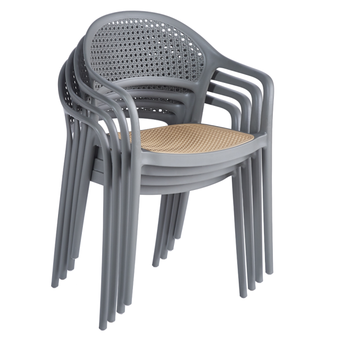 Scaun stivuibil, gri/bej, LADIS [2]