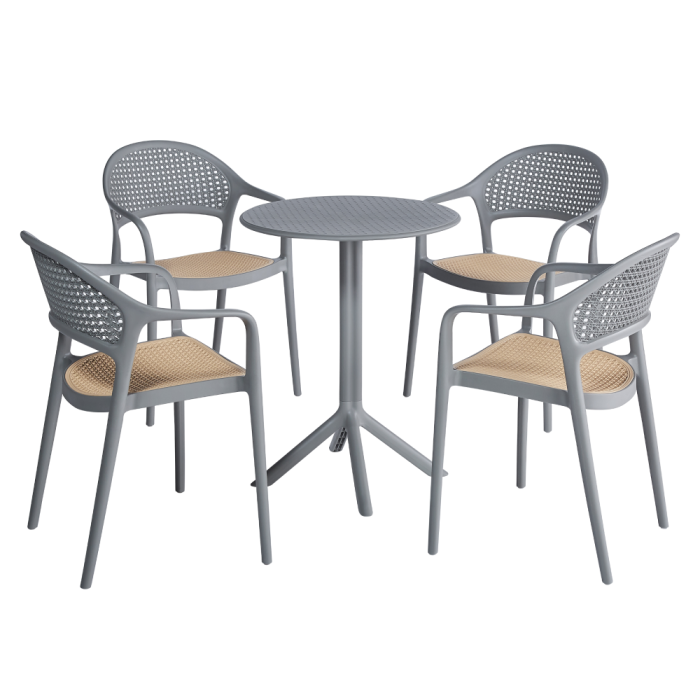 Scaun stivuibil, gri/bej, LADIS [4]