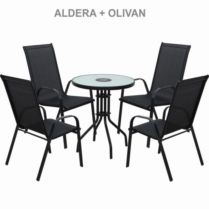 Scaun stivuibil, gri închis/negru, ALDERA [5]