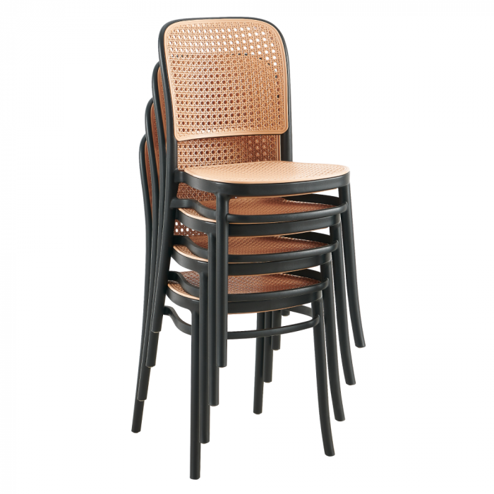 Scaun stivuibil, negru / bej, LENITA [3]