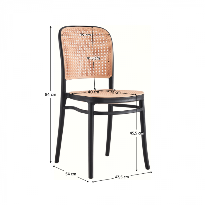 Scaun stivuibil, negru / bej, LENITA [2]