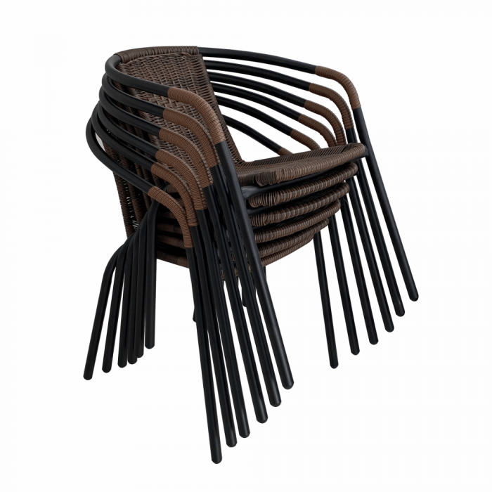 Scaun stivuibil, răchită sintetică maro/metal negru, DOREN [4]