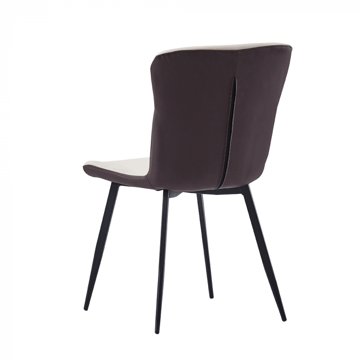 Scaun sufragerie, piele eco bej/maro, picioare metalice negre [4]