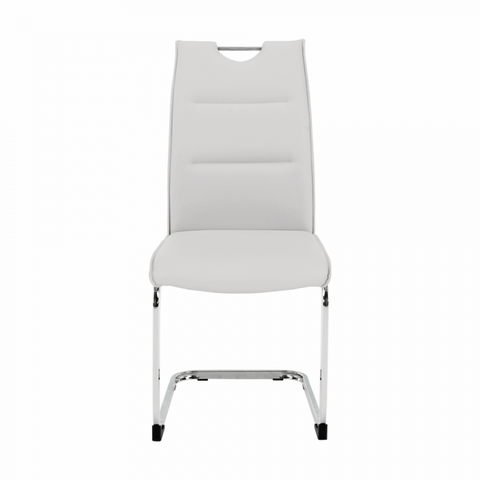 Scaun sufragerie, piele eco gri/metal cromat, Bortis Impex [6]