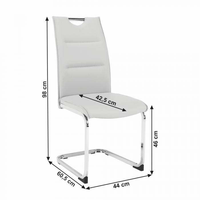 Scaun sufragerie, piele eco gri/metal cromat, Bortis Impex [2]