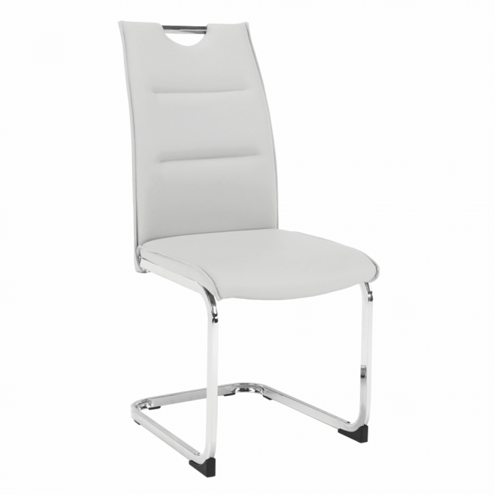 Scaun sufragerie, piele eco gri/metal cromat, Bortis Impex [10]
