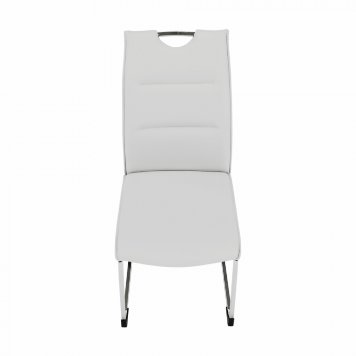 Scaun sufragerie, piele eco gri/metal cromat, Bortis Impex [9]