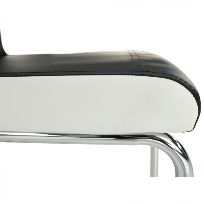 Scaun sufragerie, piele eco neagra/alb, metal cromat [3]