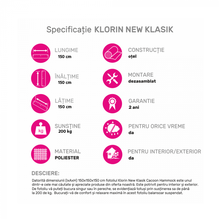 Scaun suspendabil balansoar, verde, KLORIN NEW KLASIK [10]
