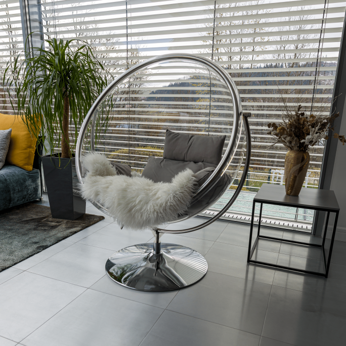 Scaun suspendat cu suport, transparent/ argintiu/ gri, BUBBLE NEW TIP 2 [33]