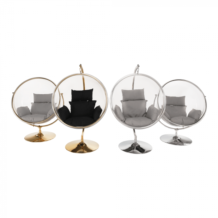 Scaun suspendat cu suport, transparent/ argintiu/ gri, BUBBLE NEW TIP 2 [17]