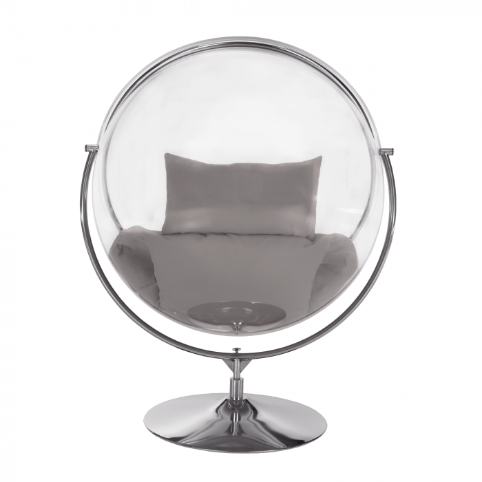 Scaun suspendat cu suport, transparent/ argintiu/ gri, BUBBLE NEW TIP 2 [28]