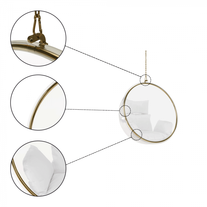 Scaun suspendat, transparent/ auriu/ alb, BUBBLE NEW TIP 1 [17]