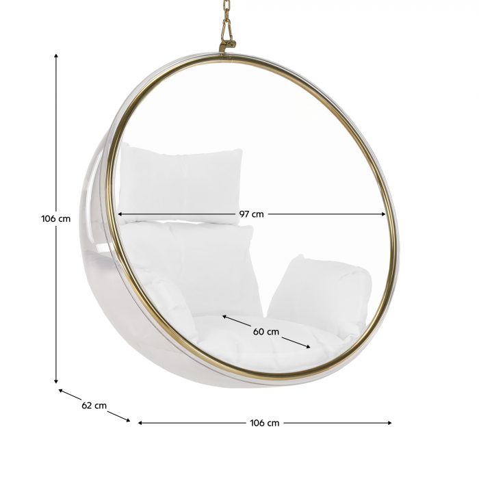 Scaun suspendat, transparent/ auriu/ alb, BUBBLE NEW TIP 1 [16]