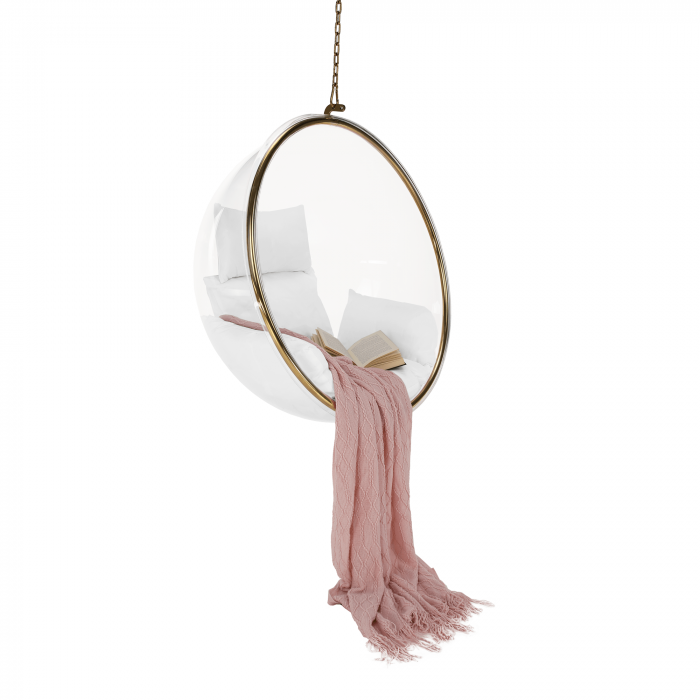 Scaun suspendat, transparent/ auriu/ alb, BUBBLE TIP 1 [28]