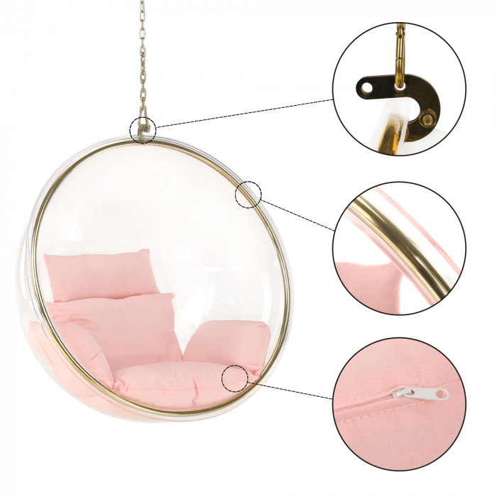 Scaun suspendat, transparent/ auriu/ roz, BUBBLE NEW TIP 1 [22]