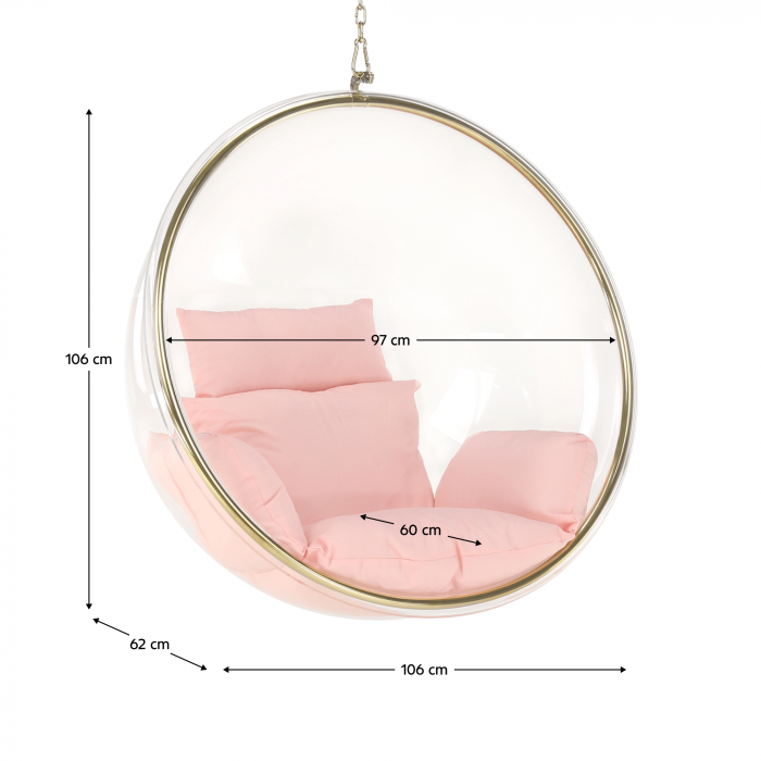 Scaun suspendat, transparent/ auriu/ roz, BUBBLE NEW TIP 1 [21]