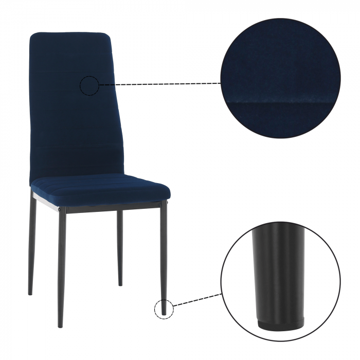 Scaun, ţesătură albastră din catifea / metal negru, Coleta Nova [11]