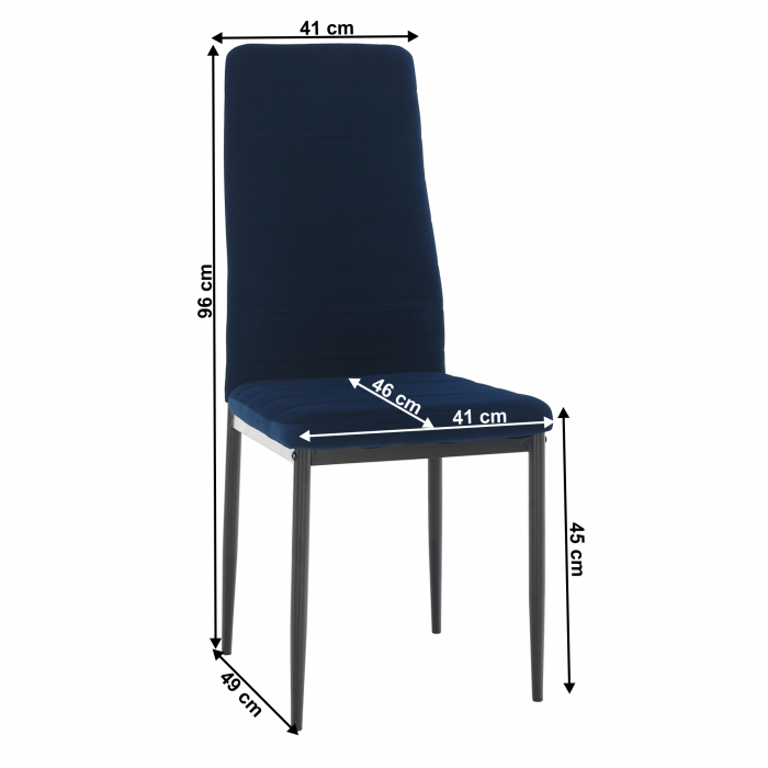 Scaun, ţesătură albastră din catifea / metal negru, Coleta Nova [14]
