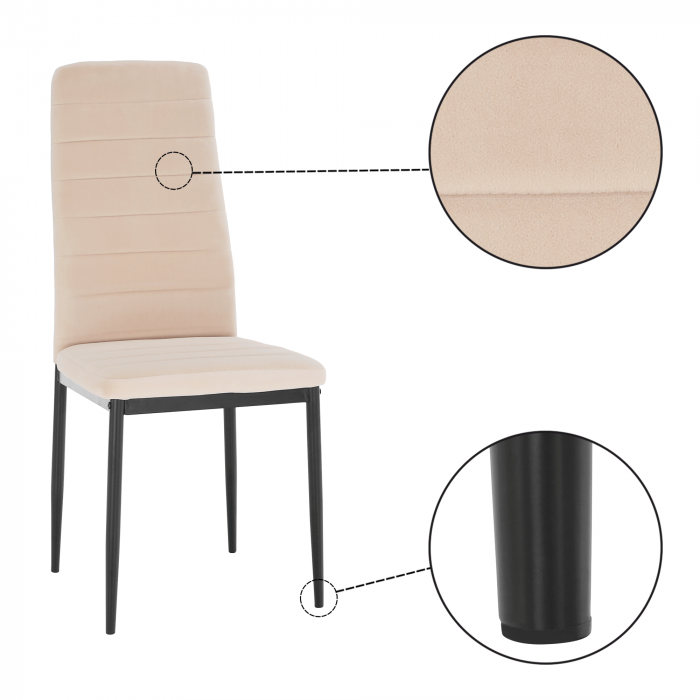 Scaun, ţesătură catifea bej / metal negru, Coleta Nova [12]