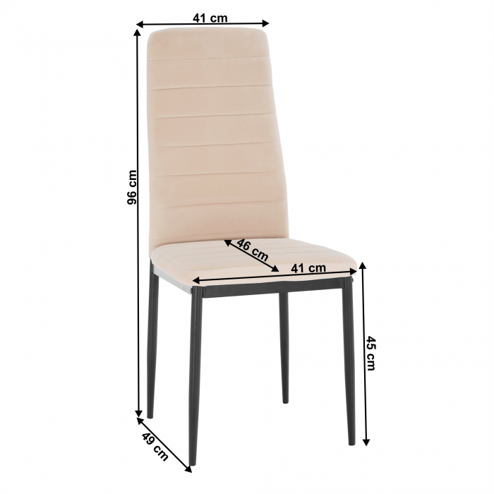 Scaun, ţesătură catifea bej / metal negru, Coleta Nova [2]