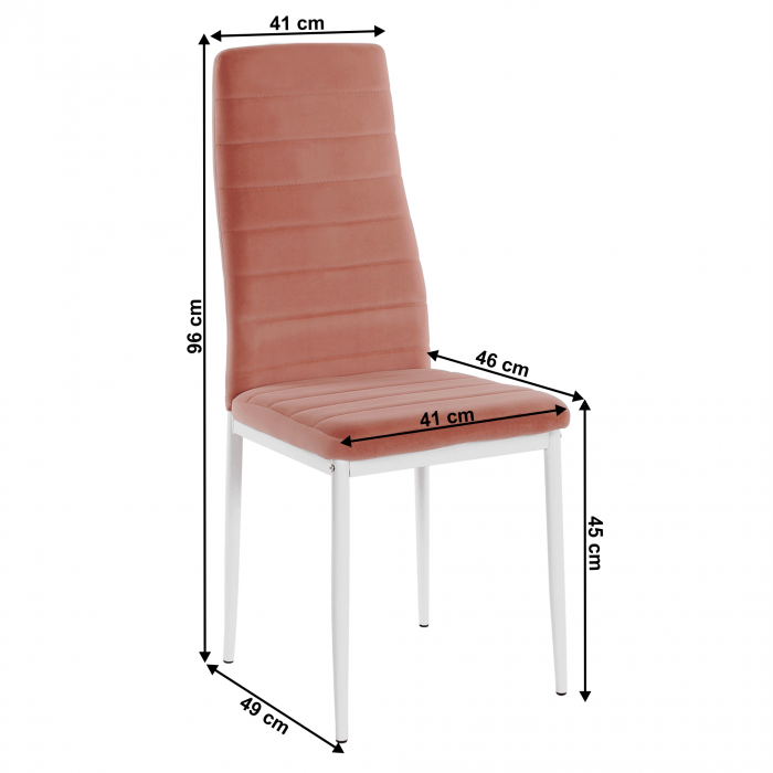 Scaun, ţesătură de catifea roz / metal alb, Coleta Nova [3]