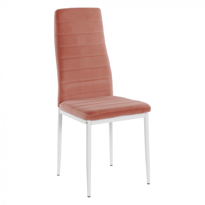 Scaun, ţesătură de catifea roz / metal alb, Coleta Nova [1]