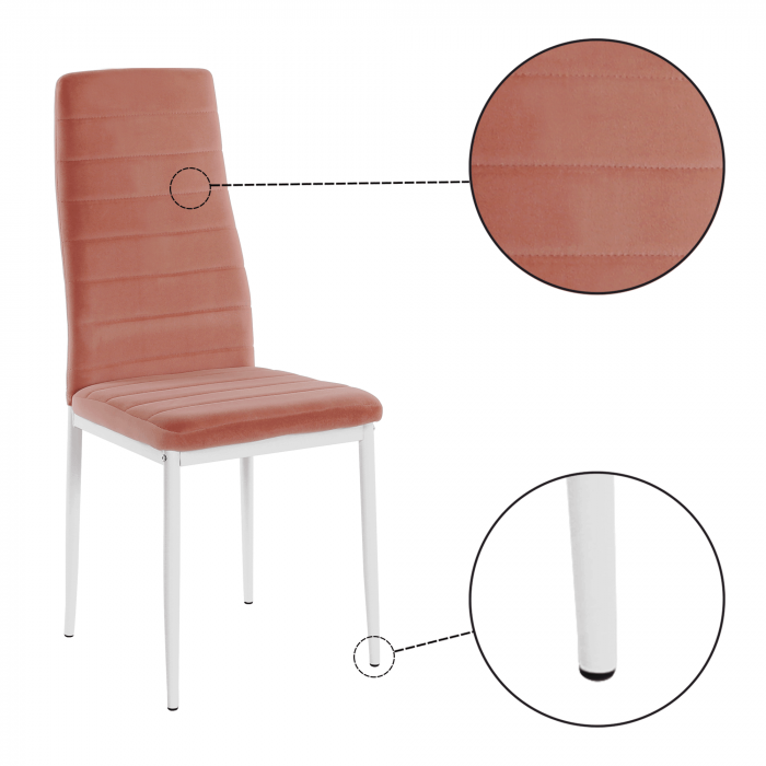 Scaun, ţesătură de catifea roz / metal alb, Coleta Nova [4]