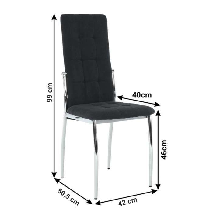 Scaun, ţesătură negru/metal, ADORA NEW [2]