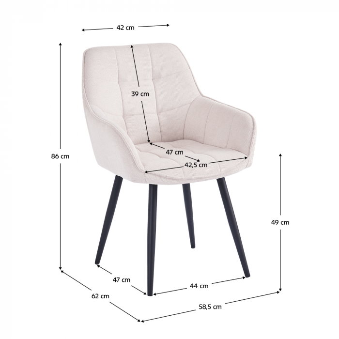 Scaunul de design, bej/negru, MARKEN [2]