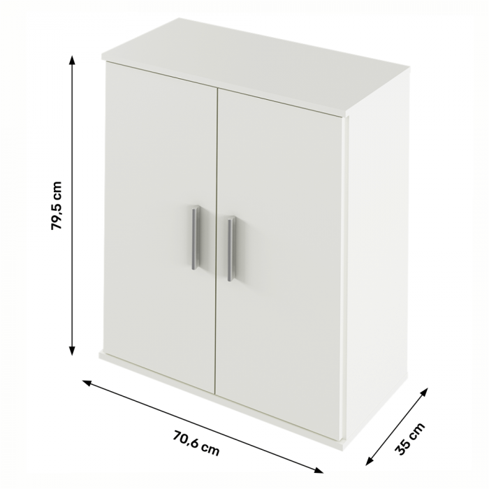Comoda cu usi , pal alb, canturi abs,  70,6x35x79,5 cm [3]