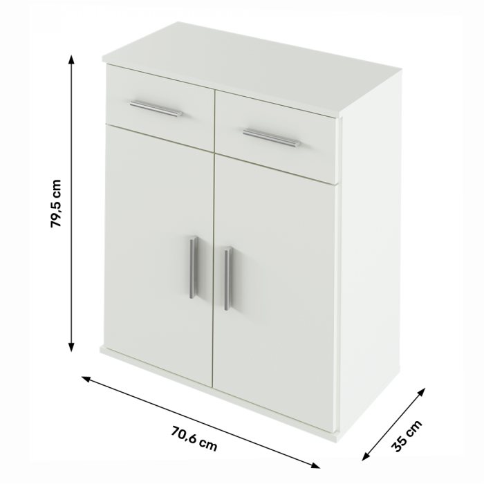 Comoda 2 sertare 2 usi , alb, 70,6x35x79,5 cm [3]