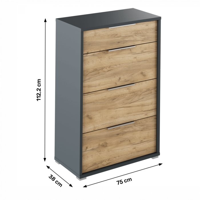 Scrin cu sertare, grafit / stejar artizanal, RIOMA NEW TYP 22 [2]